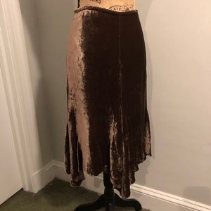 Anthropologie velvet skirt brown Odille size 0